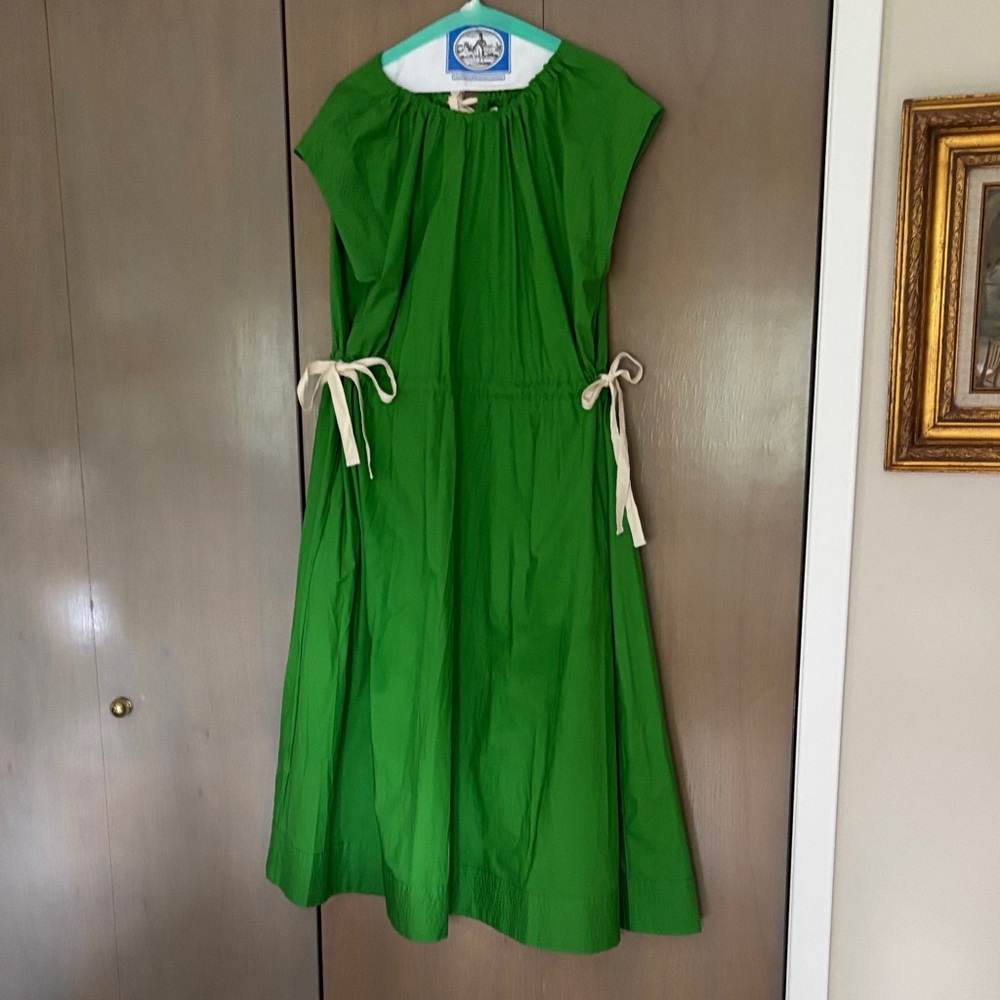 Green Dress with Tie Accents